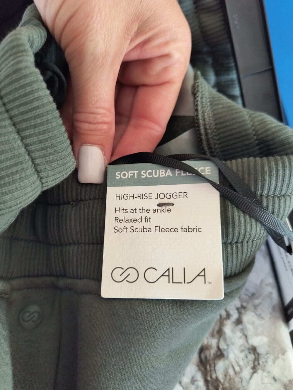 Women's CALIA Green Soft Scuba Fleece High-Rise Joggers XS NWT - Picture 8 of 8